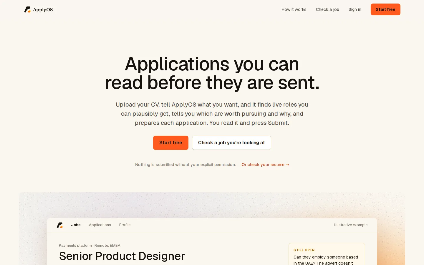 ApplyOS: applications you can read before they are sent